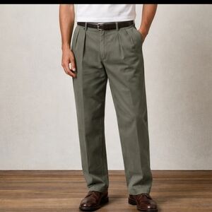 Polo Ralph Lauren Chino Pants Mens 34x32 Green Pleated Cotton Classic